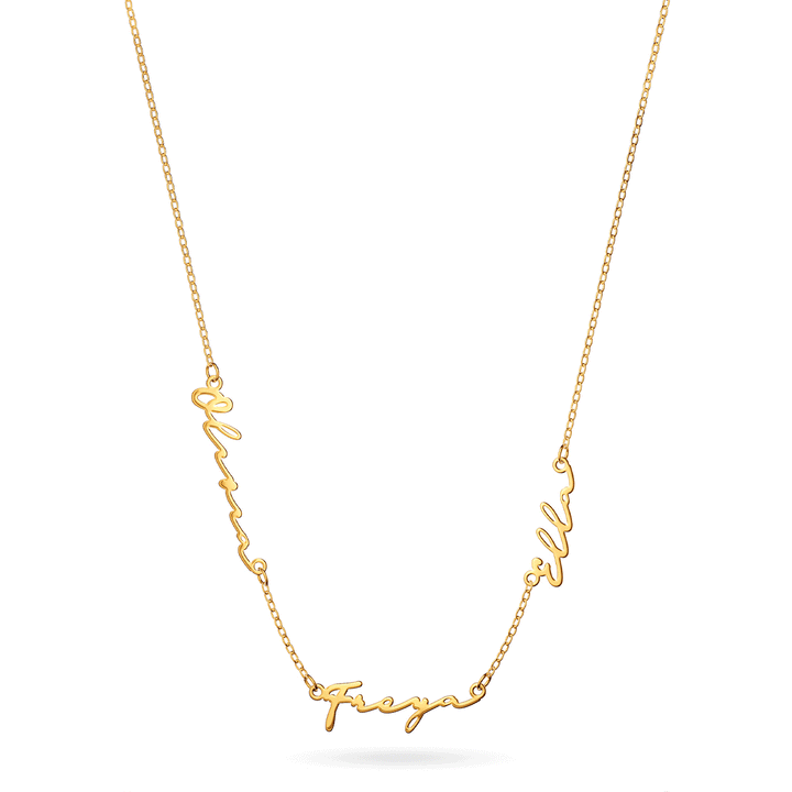 Multi Signature Name Necklace (Gold)